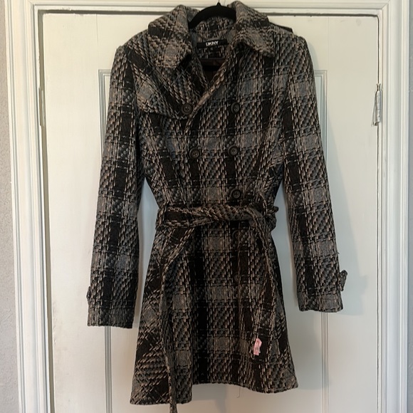 DKNY plaid trench coat - Picture 2 of 5